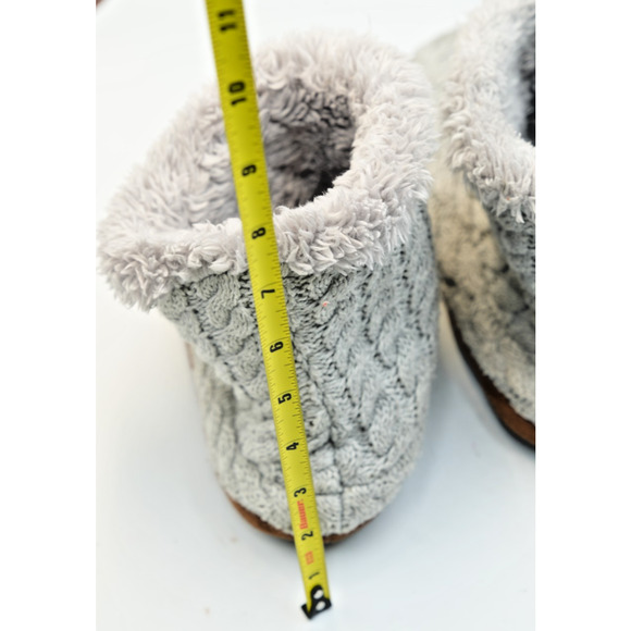 Dluxe by Dearfoams Men's Cable Knit Bootie Slippers Gray Size Large - Picture 3 of 5